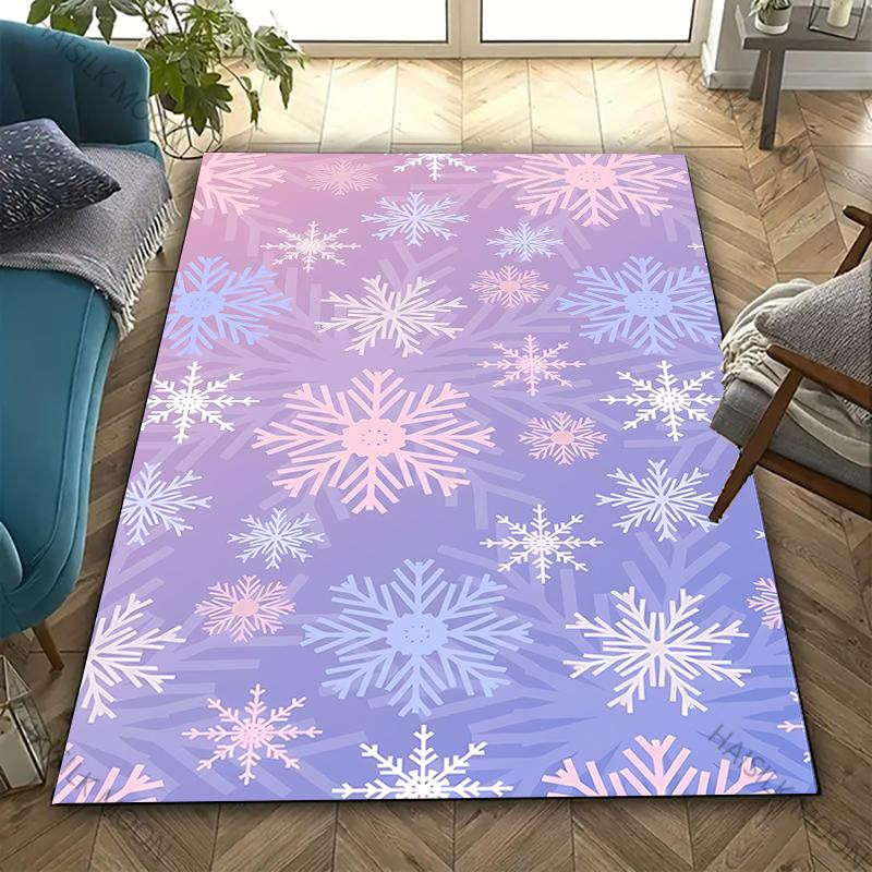 3D HD Printing Snowflake Printed Carpet,Rug for Living Room Bedroom, Office Large Areas,Durable Machine Washable Mat Nice Gifts