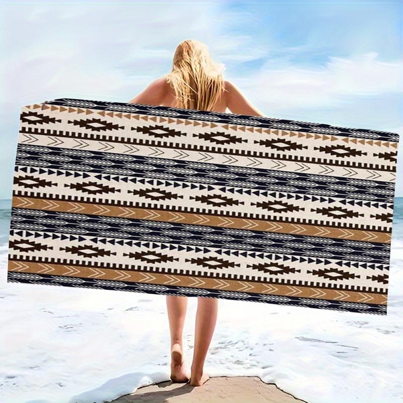 Vibrant Graphic Retro Totem Beach Towel - Ultra Absorbent & Fast Drying Microfiber, Perfect for Picnic & Summer Vibes Decor