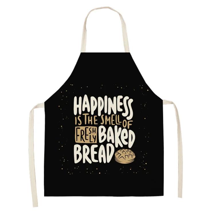 Cake Letters Women's  Kitchen Cotton Linen Apron Black Bib Household CleaningCooking