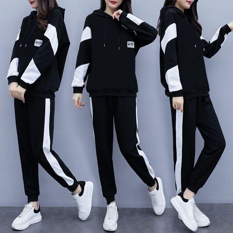 Conjunto de Ropa Deportiva para Mujer de Talla Grande - Moda Otoño 2022 Ajuste Holgado Dos Piezas