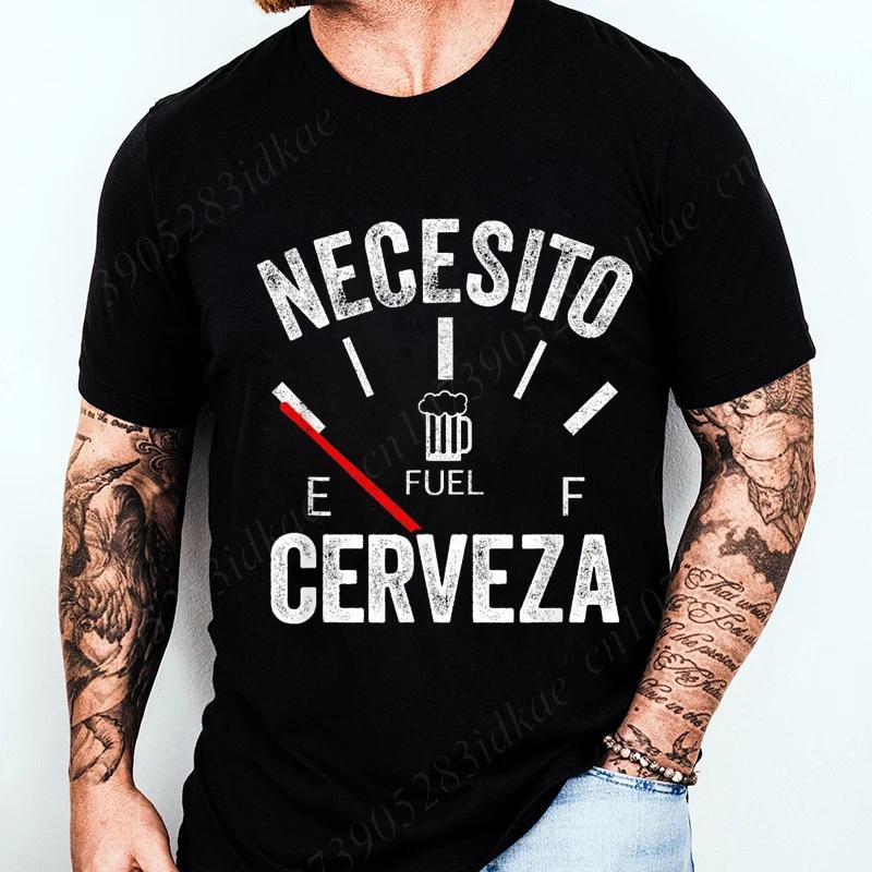 Fashion Casual T-shirt NECESITO CERVEZA Print Men Tshirts Trendy Tee Top Clothes for Summer Drinking Beer T Shirt Fashion Tops
