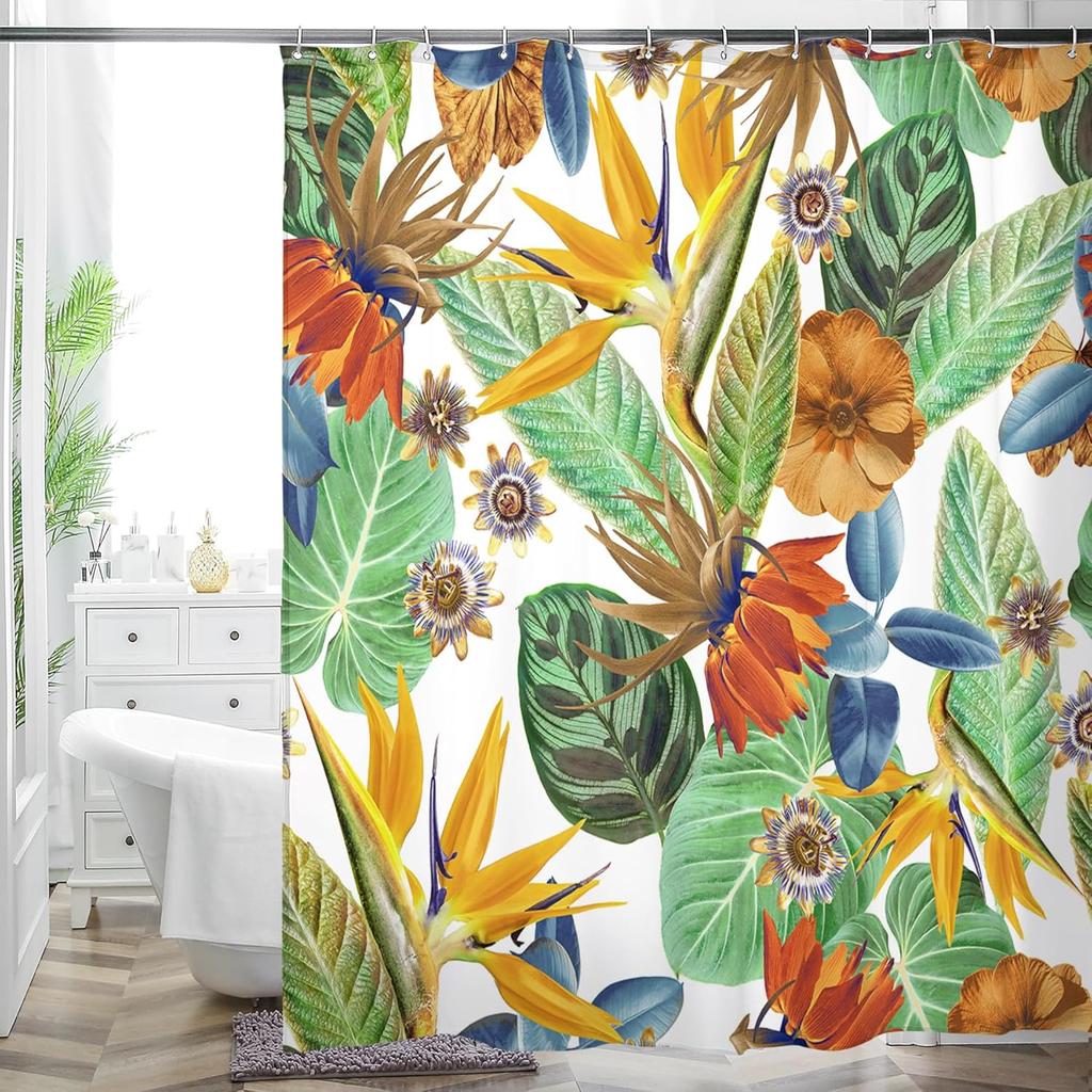 Bohemian Bathroom Shower Curtain Colorful Floral Printed Polyester Fabric Shower Curtain For Bathroom Decoration