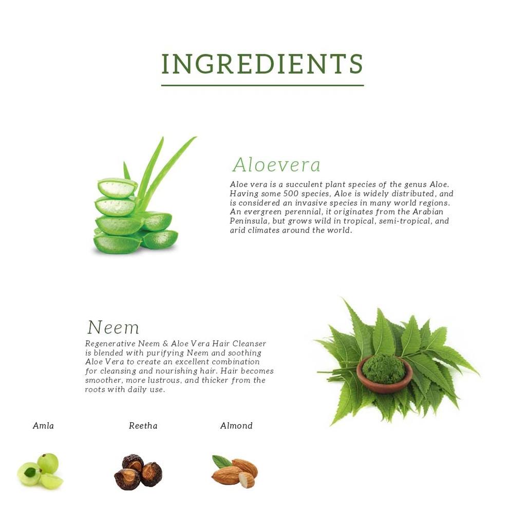 KHADI NATURAL Neem & Aloe Vera Shampoo For Hair Growth And Scalp Care Paraben Free For All Hair Types 310 Ml