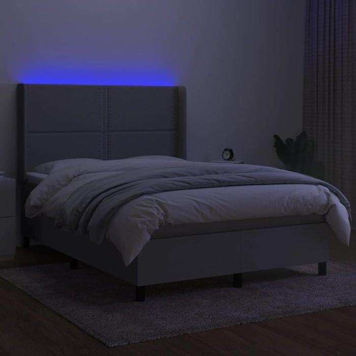 VidaXL Slatted Bed Base with LED Mattress, Upholstered Bed, Double Bed, Adult Bedroom Interior Bed, 3138229