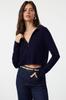 Women's Elegance Style Cardigan Emerald Green Crop Zipper Knitwear Cardigan