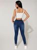 Women Skinny Jeans Stretch High Elastic Waist Drawstring Denim Pencil Pants Ankle Length Fashion Autumn Winter
