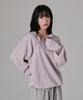 ESCAPEFROM Escf Logo Point Waffle Henley Neck Hoodie Pink