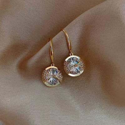 Yousheng 1 Pair Women Hanging Earrings Cubic Zirconia Retro Polished Prom Party Hook Earrings Holiday Birthday Gift Dangle Earrings Ear Jewelry
