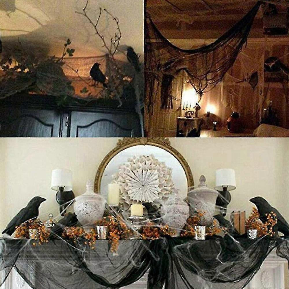 Halloween Gauze 5m Creepy Gauze Cloth Haunted House Doorway Outdoor Black Curtain Halloween Party Hanging Decorations