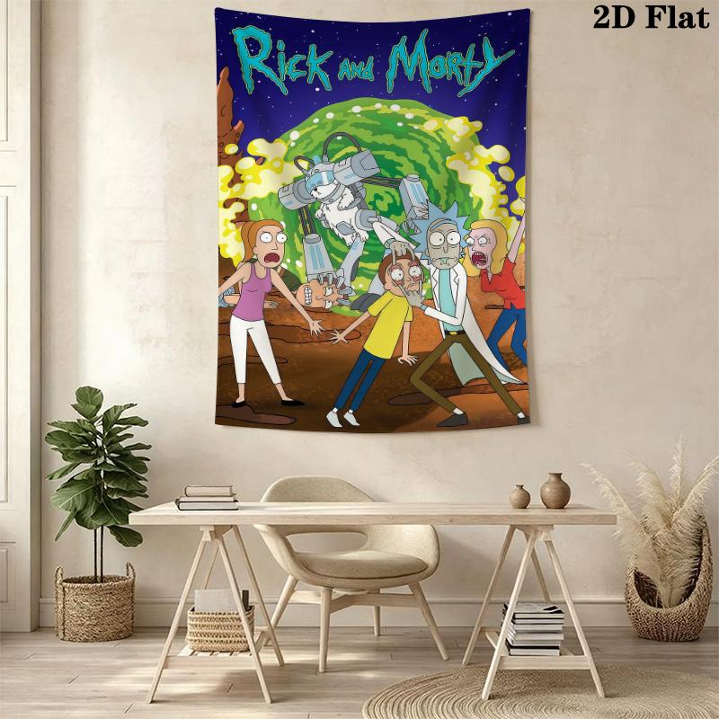 Rick Morty Cosmic Adventure Tapestry Fashion Print Wallmounted Homestay Soft Decoration Tapestry Soft Christmas Gift
