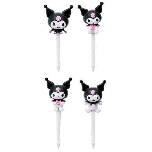 Skater Lunch Picks Skewers (4 Pieces) Decorated with Sanrio and Kuromi (LKP5D)