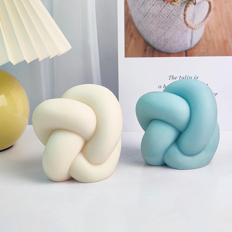 3D Big Size Tube Knot Candle Silicone Mold Tie Rope Ball Twisted Knitted Knots Candles Mould for Unique Weird Gift Soap mould