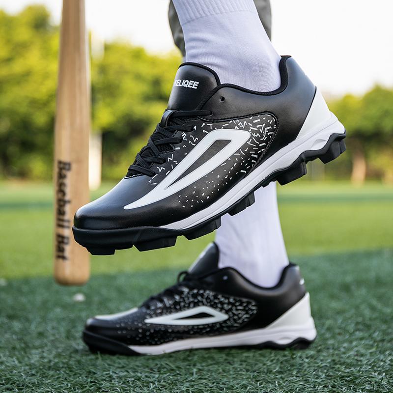 PU Leather Baseball Shoes Non-slip Men's Sports Shoes Waterproof Sneakers Elastic Trainers Rubber Soled Shoes