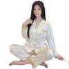 High-End Ice Silk Long-Sleeved Women'S Pajamas Spring And Summer Thin Lace Lace Pure Desire Silk Feel Cardigan Loungewear