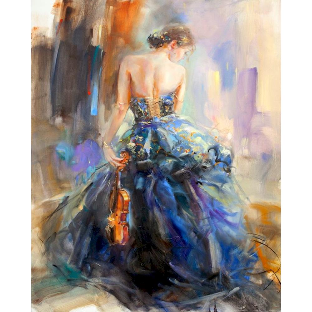 

*F Набор масляных красок для девочек-скрипок по номерам, акриловая картина «сделай сам», безрамная (ЯХКХ-303