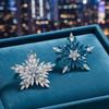 1Pcs Blue Purple Creative New Brooches Sparkling Crystal Snowflake Flower Star Fashion Brooch Pins For Women