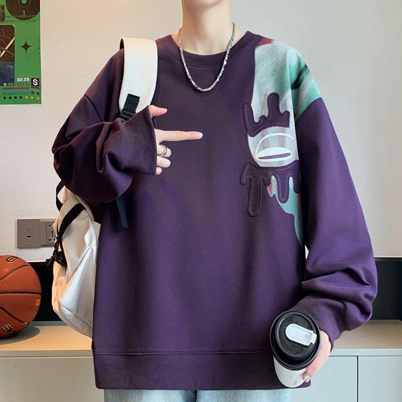 Men s Trendy Loose-Fit Plus Velvet Sweatshirt - Autumn/Winter Long Sleeve Round Neck Top. XXXL