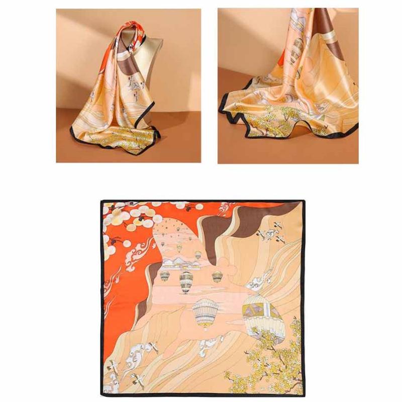 68*68cm 100% Mulberry Silk Scarf Luxury Printed Square Shawl Elegant Lightweight Soft Summer Fashion Accessory Women
