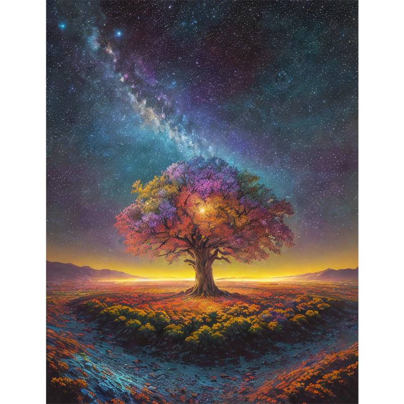 Круглый Алмаз 5D DIY Алмазная Живопись  Большое Дерево  Вышивка Крестиком Мозаика Декор Подарок 20x30cm