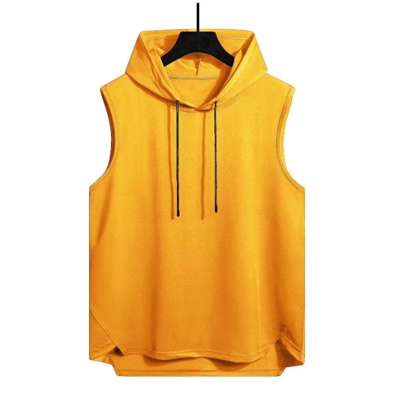 Canotta con Cappuccio Senza Maniche da Uomo Casual Vestibilità Larga Streetwear Gilet da Palestra