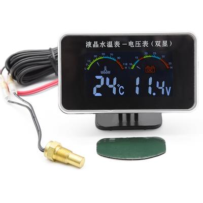 Su geçirmez LCD Dijital Araç Kamyon Voltmetre Su Sıcaklığı Göstergesi Sıcaklık Sensörü 10mm Sıcaklık Volt Metre 12 v