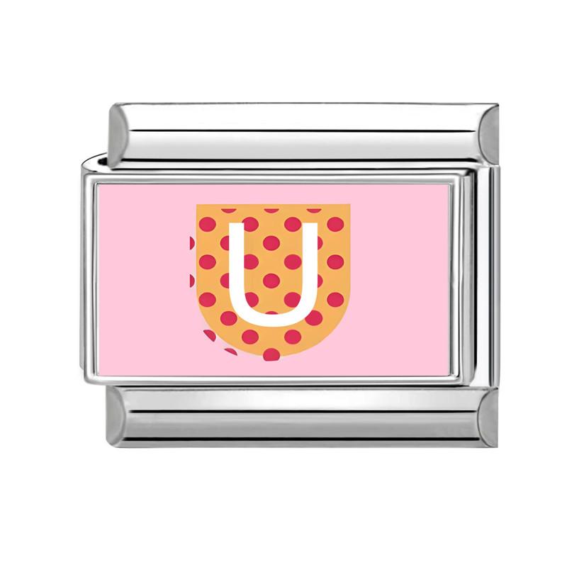 New Lovely 26 English Letter Pink Italian Charm Links Fit 9MM Stainless Steel Bracelet Women Men DIY Birthday Making Gift