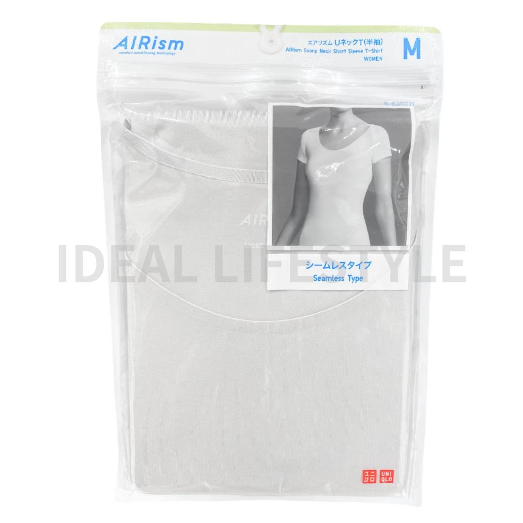 UNIQLO AIRism Scoop-Neck Short-Sleeve T-Shirt S-3XL Tagless Women 477145 NWT XL светло-серый