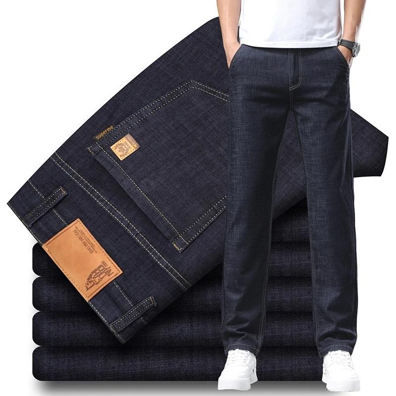 Mode Herren Stretch Locker Gerade Jeans Lässig Elastisch Slim Fit Denimhose Männlich Businesshose Große Größe 28 40