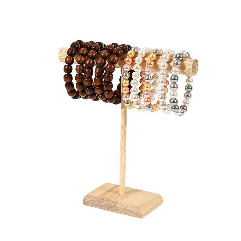 Solid Wood Bracelet & Hair Tie Display Stand - Jewelry Rack & Bangle Props for Live Streaming.