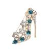 European and American Rhinestone High-Heeled Shoe Brooch with Cute Dripping Oil Design