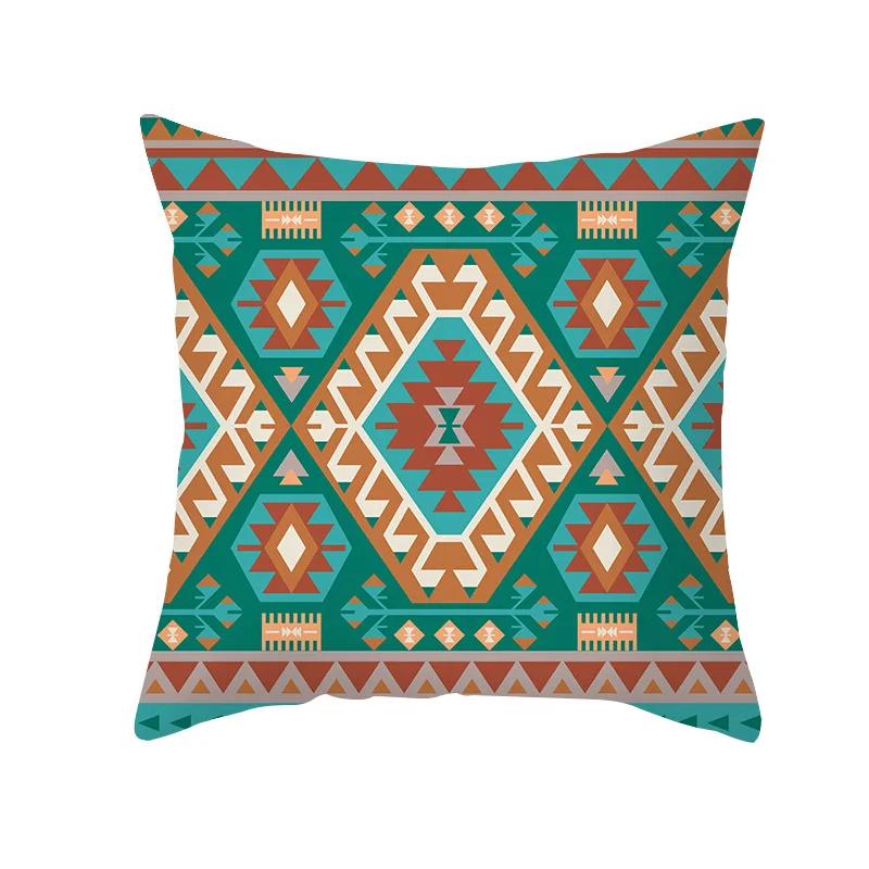 Bohemian Geometric Retro Printed Pattern Polyester Cushion Cover for Home Living Room Sofa Decoration Throw Pillow Pillowcase