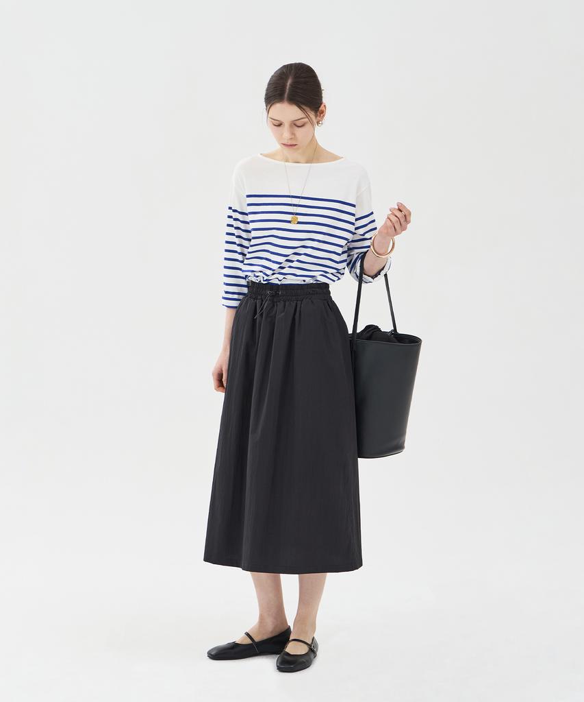 Pin Black Drawstring Banding Skirt Black