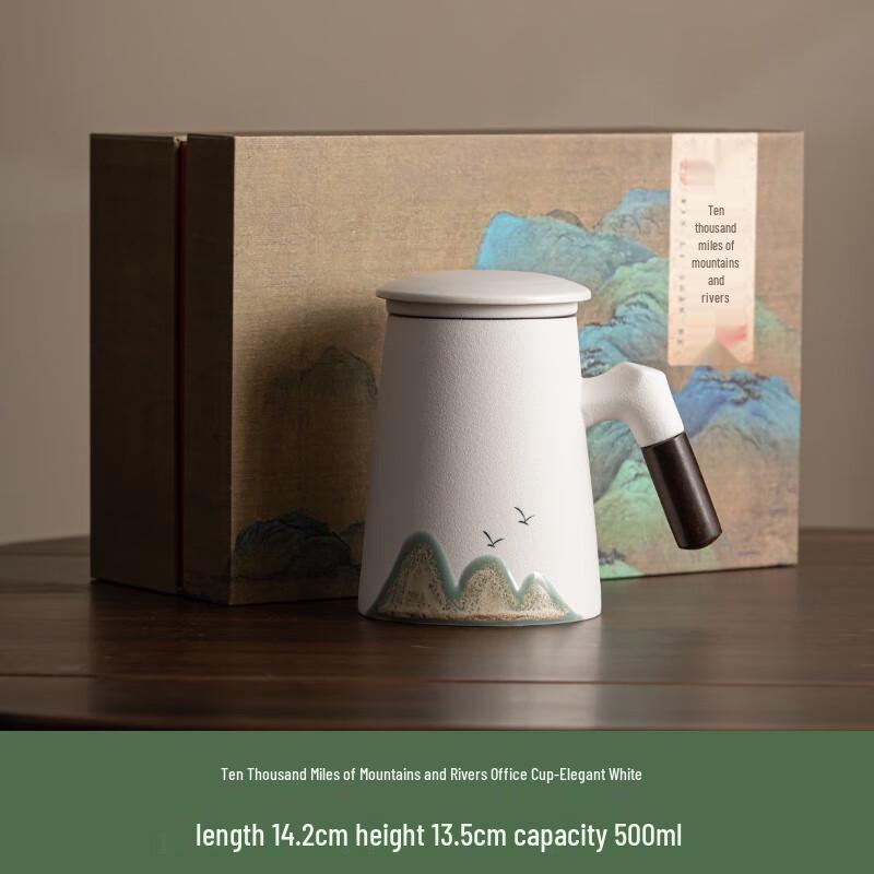 Nufeng Hand-painted Ceramic Mug and Tea Caddy Set