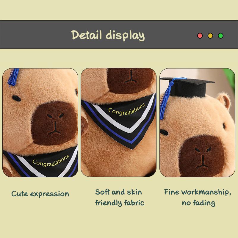 Doctor Capybara Doll Graduate  Kawaii Stuffed Animal Plushie Cute Pendant Creative Cartoon Pillow Graduation Gifts