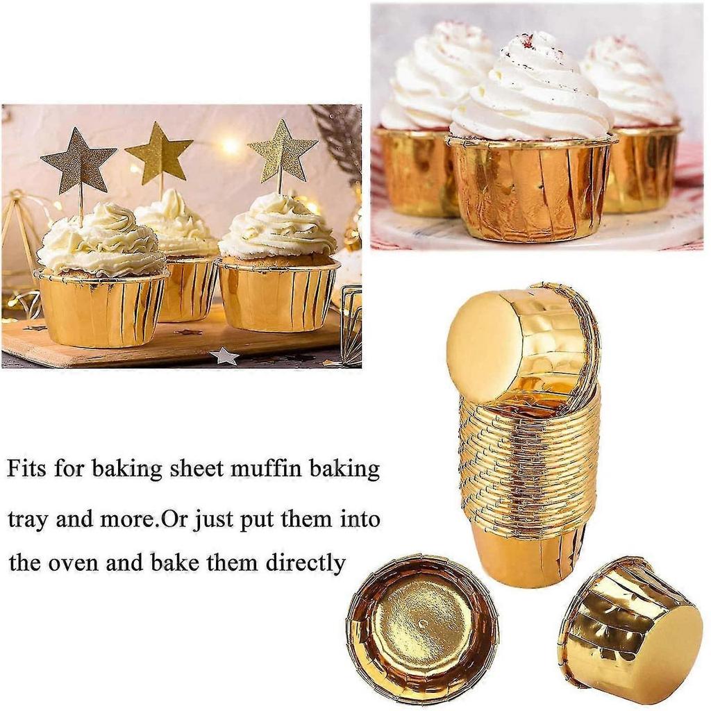50 Pieces Aluminum Foil Baking Molds, Cupcake Boxes, Mini Cupcake Mold less