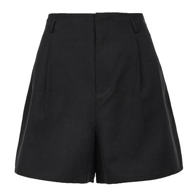 Pleated High-Waist Casual Shorts