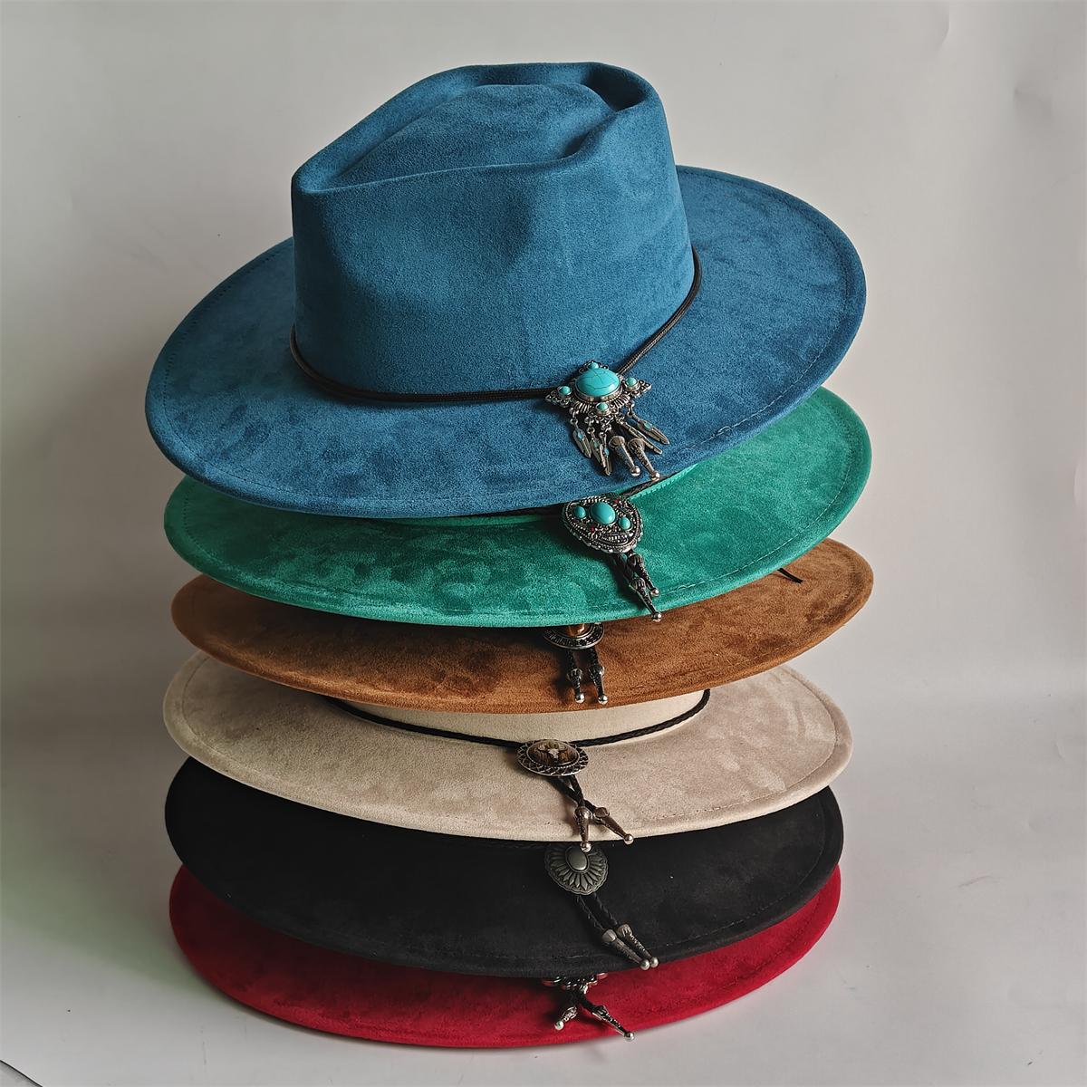 Freedom Outdoors Women's Big Wide Brim Fedora Hats For Men Western Suede Hat Felt Panama Hat Rancher Hat Arrow Top Polo Bow Tie Accessory 56-58Cm