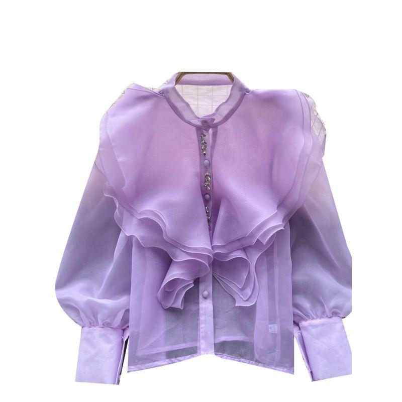 Fairy Style Ruffles Mesh Fancy Long Sleeves Shirt