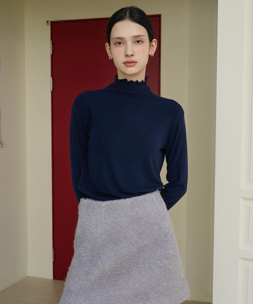 BIBYSEOB Neck Point Turtleneck Navy [T43]