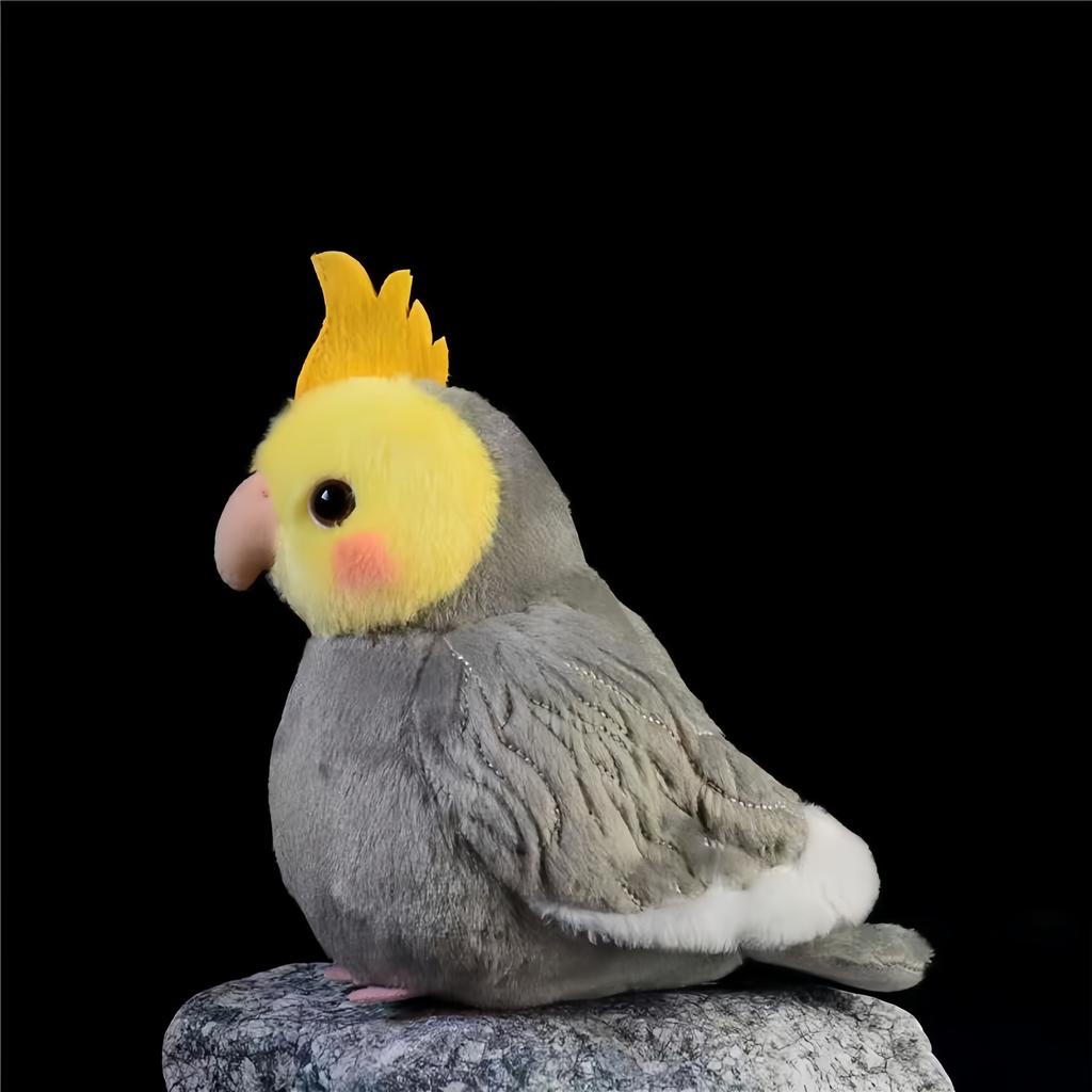 Lifelike Yellow Cockatiel Plush Toy 5.9 Inch Soft Parrot Keychain Pendant, Cute Bird Bag Pendant Gift Decoration