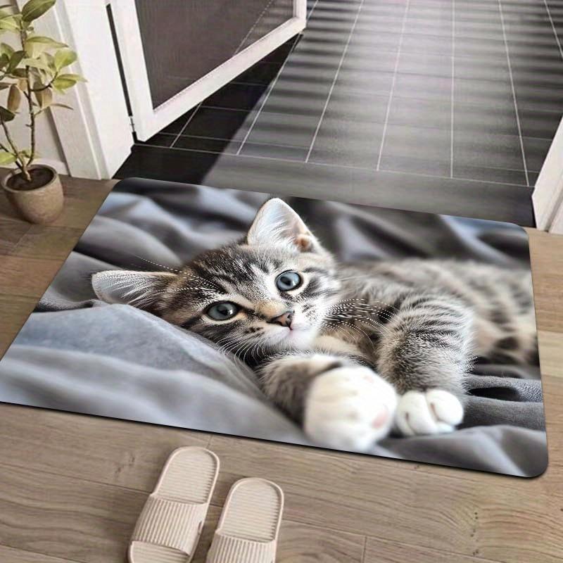 1Pcs Anti Fatigue Kitchen Rugs,Cute Cat Print Waterproof Non-Slip Thick Cushioned Kitchen Mat Heavy Duty Comfort Standing Mat for Kitchen