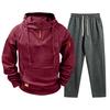 Men's Casual Pullover Hoodie and Jogger Pants Set with Pockets for Fall Winter