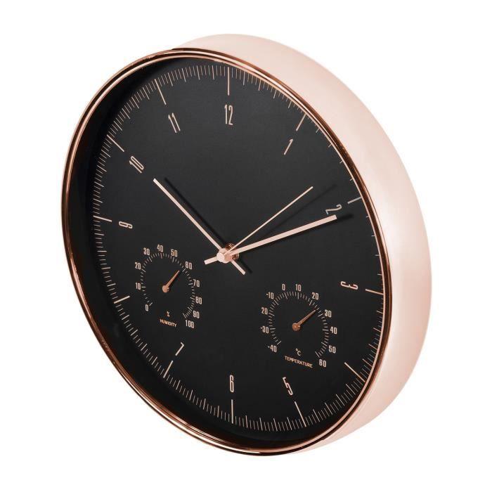 Horloge Murale Avec Thermomètre Et Hygromètre 12" 30 Cm QUARTZ Couleur Doré