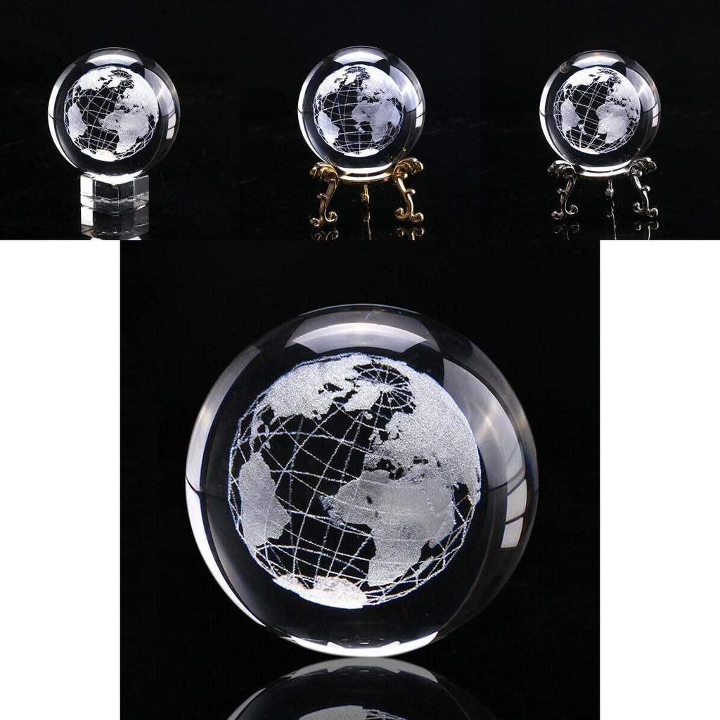 Elegante Bola de Cristal 3D de 60 mm Grabada con Láser Esfera de la Tierra en Miniatura Para Decoración del Hogar