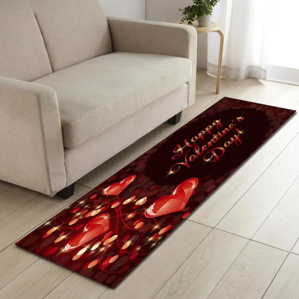 Valentine's Day Non-slip Restaurant Pad Home Porch Pad Entrance Door Mat Rectangular Corridor Area Carpet Kitchen Mat
