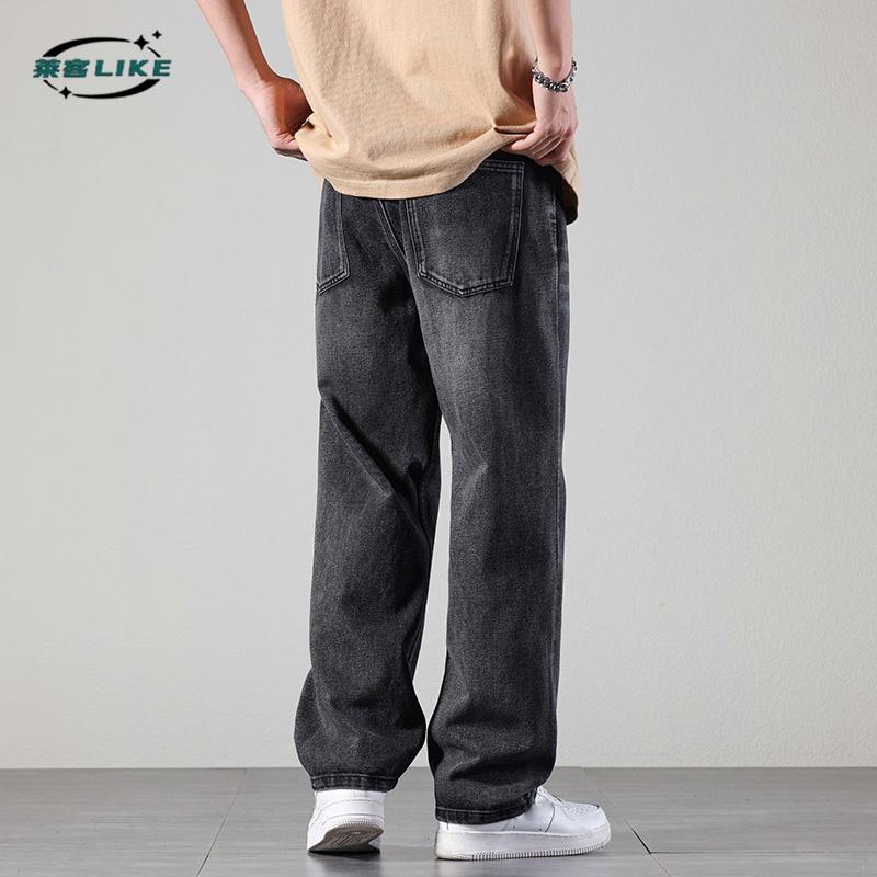 Four Seasons Men'S American Retro Straight Cowboy Pants Look Tall And Skinny Trendy Brand Loose High Street Ins Trendy Jeans