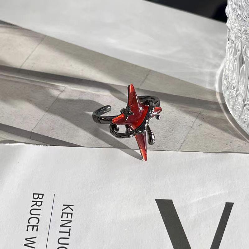 Dark Red Mango Open Ring Adjustable Niche Winding Sweet Cool Design Personality Punk Finger