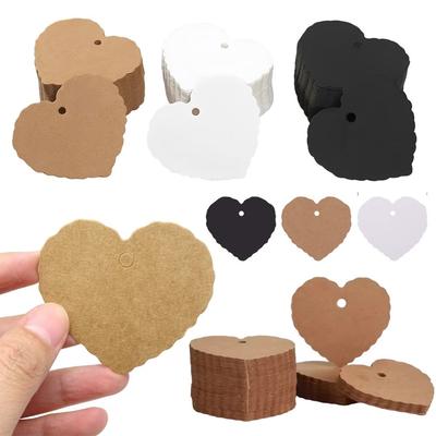 100pcs Paper Black/White/Brown Heart Label Retro Clothing Size Price Wedding Birthday Festival Gift Tag YMY