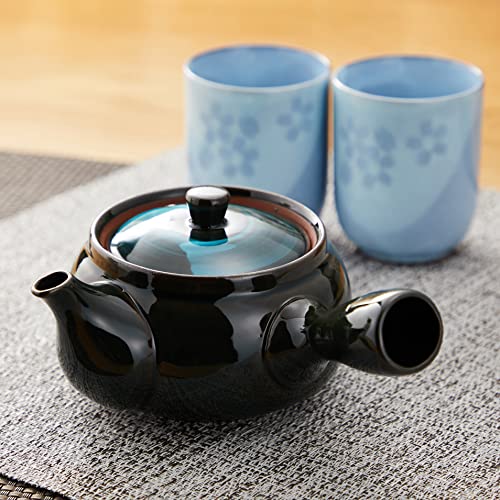Kakuni Mino Ware Relaxing Teapot, Emerald Green (with Strainer), Approx. 390ml Capacity, Perfect for Green Tea and Japanese Tea, Made In Japan, K11244