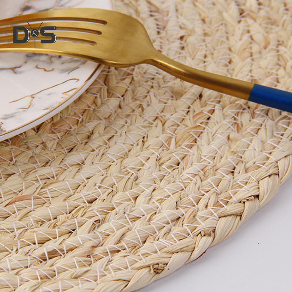 SW Corn Water Grass Handmade Weave Round Coaster Pad Mat Heat Insulation Placemat